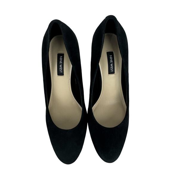 NINE WEST YUNIP 3 LEATHER ALMOND TOE BLOCK HEELS‎ IN BLACK NWOB WOMEN'S SIZE 7M - Picture 1 of 15